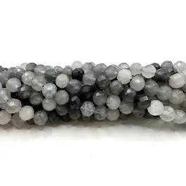 Cloud kvarts, facetslebet rund 6mm, hel streng - Øvrige sten