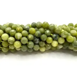Kinesisk jade, facetslebet rund 6mm, hel streng - Jade - naturlig