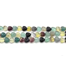 Regnbue flourit, hjerte perler 10mm, hel streng - 