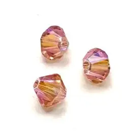 Swarovski crystal 4mm bicone, Rose Peach Shimmer 2X, 10 stk - Swarovski Bicones