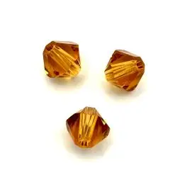 Swarovski crystal 4mm bicone, Topaz, 10 stk - Swarovski Bicones