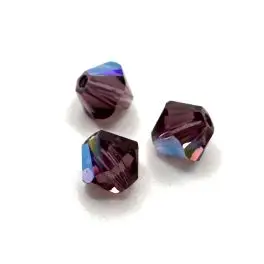 Swarovski crystal 3mm bicone, Amethyst Shimmer, 10 stk - Swarovski Bicones