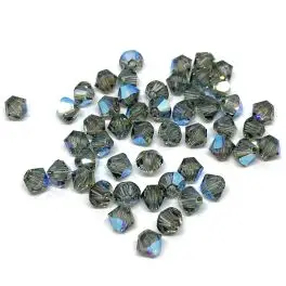 Swarovski crystal 3mm bicone, Black Diamond Shimmer, 10 stk - Swarovski Bicones