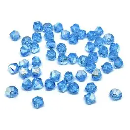 Swarovski crystal 3mm bicone, Aquamarine AB, 10 stk - Swarovski Bicones