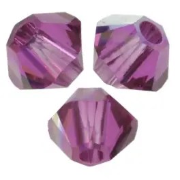 Swarovski crystal 3mm bicone, Fuchsia AB, 10 stk - Swarovski Bicones