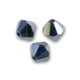 Swarovski crystal 3mm bicone, Jet Hematite 2X, 10 stk - Swarovski Bicones