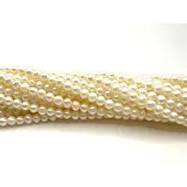 Hvide ferskvandsperler, rund 3,5mm (AAA), hel streng - Søg