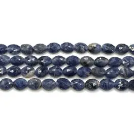 Sodalit, facetslebet oval 8x10mm, hel streng - 