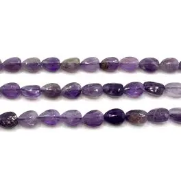 Ametyst, facetslebet flad dråbe 6x8mm, hel streng - Ametyst