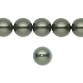 Swarovski crystal pearl, 10mm rund, dark green - Swarovski Crystal Pearls