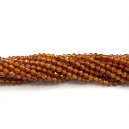 Orange granat, facetslebet rund 3mm, hel streng - Granat