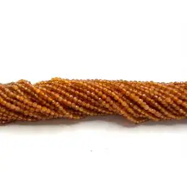 Orange granat, facetslebet rund 2mm, hel streng - Granat