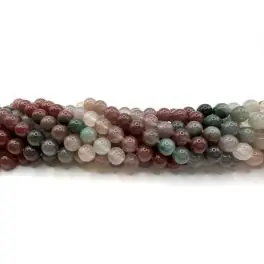 Rød og grøn yanyuan agat, rund 8mm, hel streng - Agat