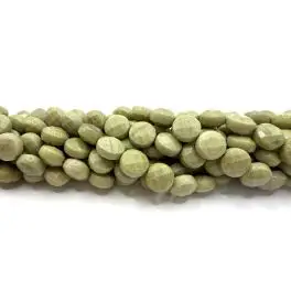 Matcha Alashan agat, facetslebne mønter ca 10mm, hel streng - Matcha Alashan Agat