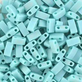 Miyuki halv Tila perler, Opaque Matte AB Turquoise Green (412FR), 5g - Tila perler