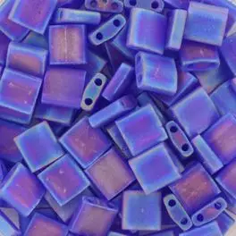 Miyuki halv Tila perler, Transparant  Matte AB Cobalt (151FR), 5g - Tila perler