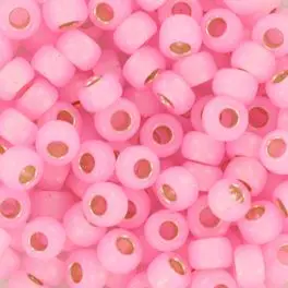 Miyuki Rocailles seed beads 6/0 Silverlined Dyed Light Pink (643), 10g - Rocailles str 6/0