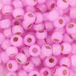 Miyuki Rocailles seed beads 6/0 Silverlined Dyed Pink AB (644), 10g - Rocailles str 6/0