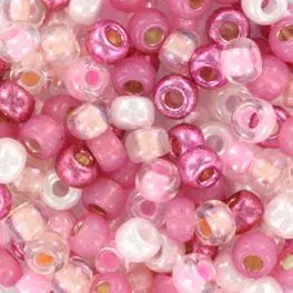 Miyuki Rocailles seed beads 6/0 Pink Party mix, 10g - Rocailles str 6/0