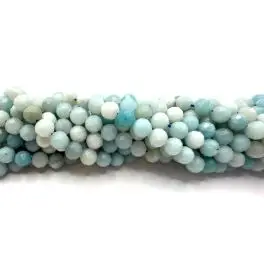 Amazonit, facetslebet rund 6mm, hel streng - Amazonit