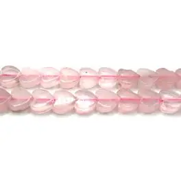 Rosenkvarts, flade hjerte perler 6mm, hel streng - 