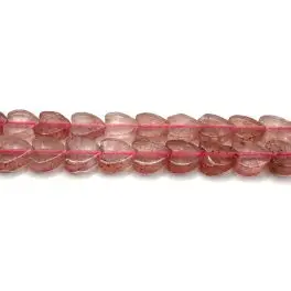 Rubin kvarts,  flade hjerte perler 6mm, hel streng - 