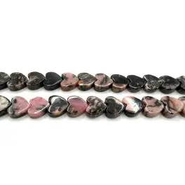 Rhodonite,  flade hjerte perler 6mm, hel streng - 