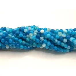 Turkis blå stribet agat, rund 4mm, hel streng - Sorter efter stentype