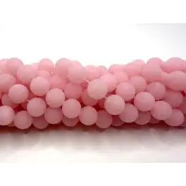 Lyserød farvet jade, mat rund 12mm, hel streng - Sorter efter stentype