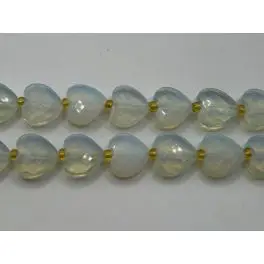 Opalit, facetslebne hjerte perler 12mm, hel streng - Sorter efter stentype