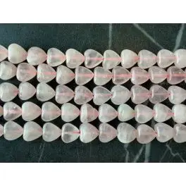 Rosenkvarts, hjerte perler 12mm, hel streng - Sorter efter stentype
