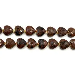 Mahogni Obsidian, facetslebne hjerte perler 12mm, hel streng - 