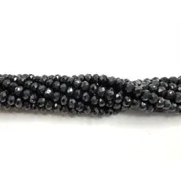 Sort Spinel, facetslebne rondeller 3x4mm, hel streng - 