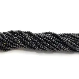 Sort Spinel, facetslebne rondeller 2x3mm, hel streng - 