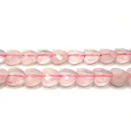 Rosenkvarts, facetslebne hjerte perler 6mm, hel streng - 
