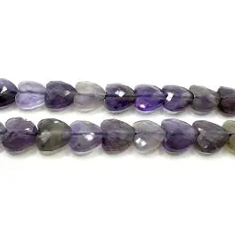 Ametyst, facetslebne hjerte perler 6mm, hel streng - 