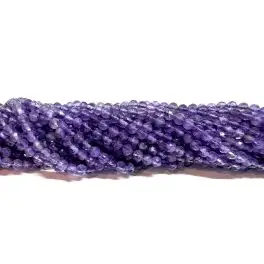 Ametyst, facetslebet rund 3mm (A), hel streng - 